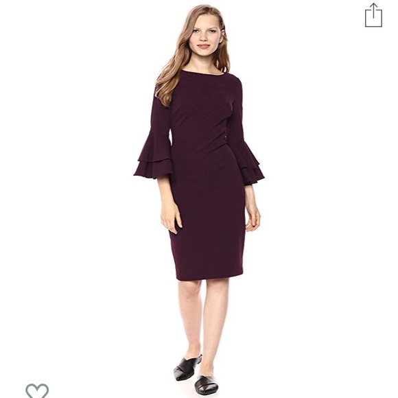 Calvin Klein Dresses & Skirts - Beautiful burgundy/Purplish bell sleeve Dress